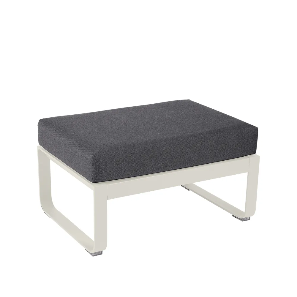 Bellevie 1-seters fotskammel, Clay grey (grå), graphite grey pute Fermob