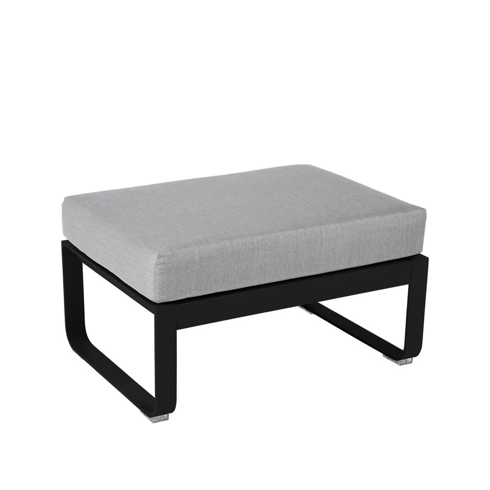 Bellevie 1-seters fotskammel, Liquorice (svart), flannel grey pute Fermob
