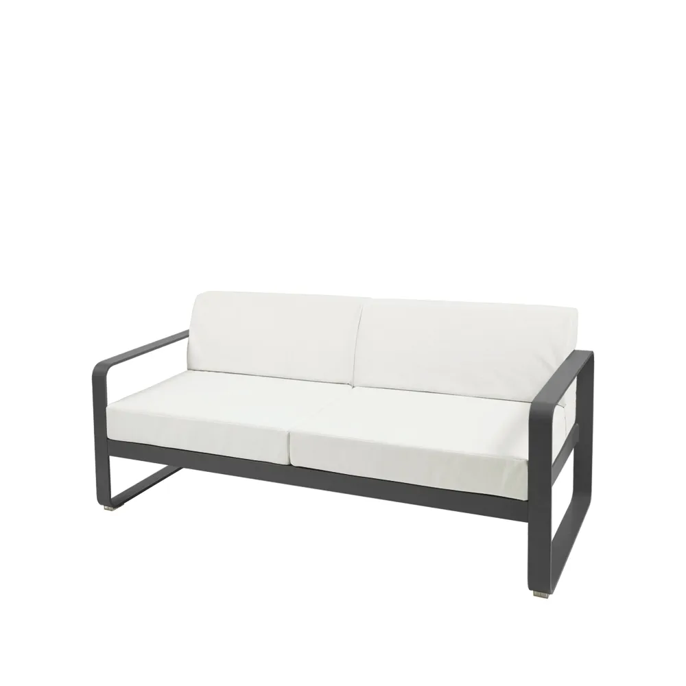Bellevie 2-seters sofa, Anthracite (grå)-off-white pute Fermob