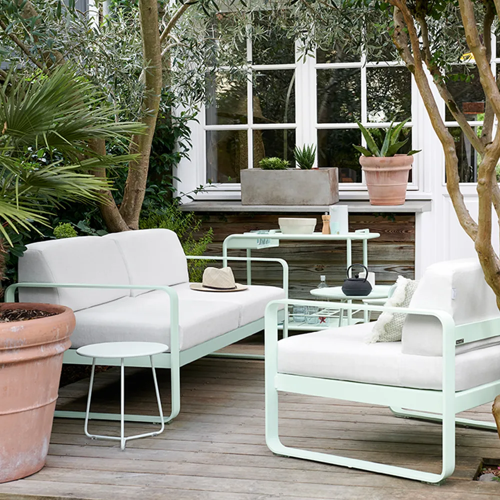 Bellevie 2-seters sofa, Cedar green (grønn), off-white pute Fermob