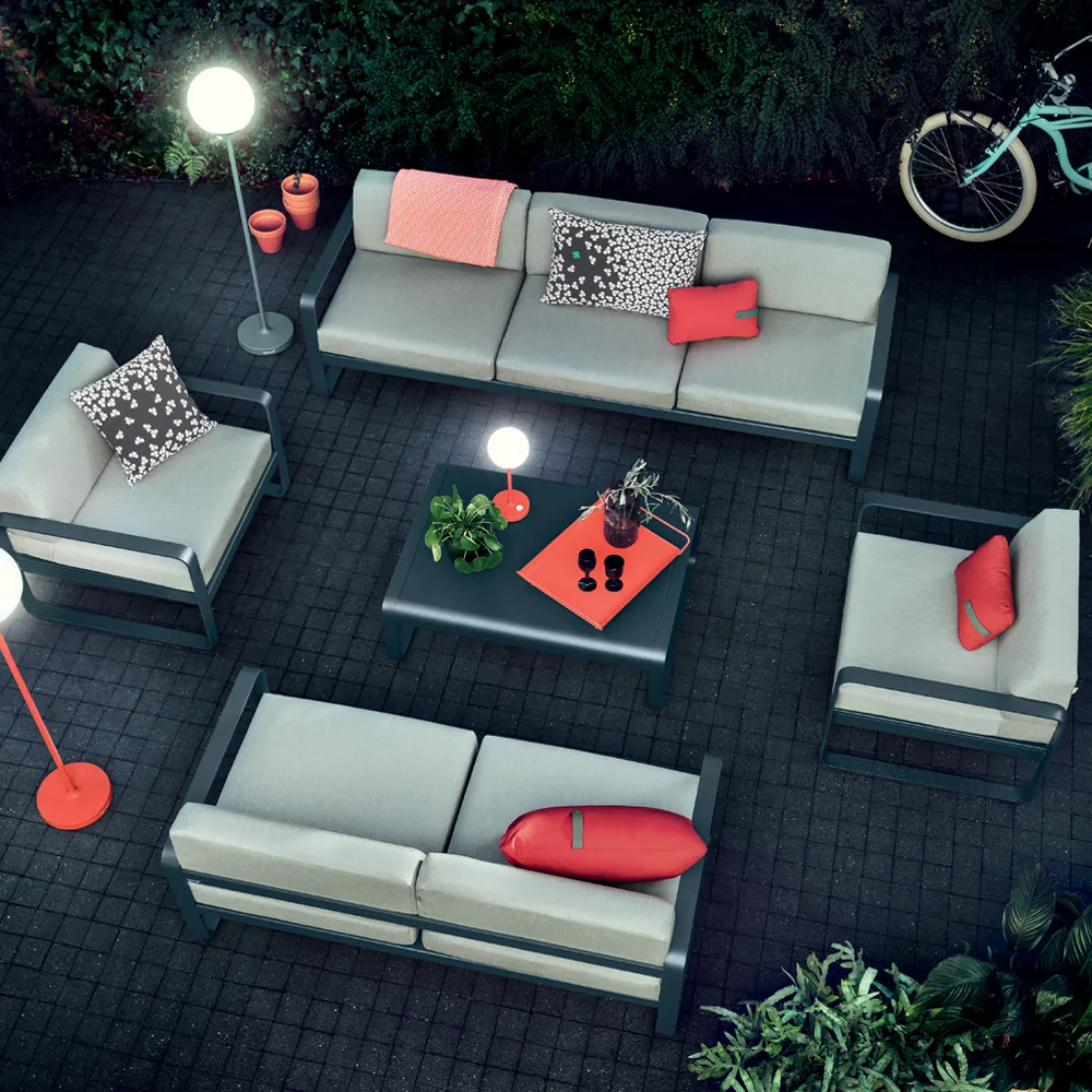 Bellevie 2-seters sofa, Cedar green (grønn), off-white pute Fermob