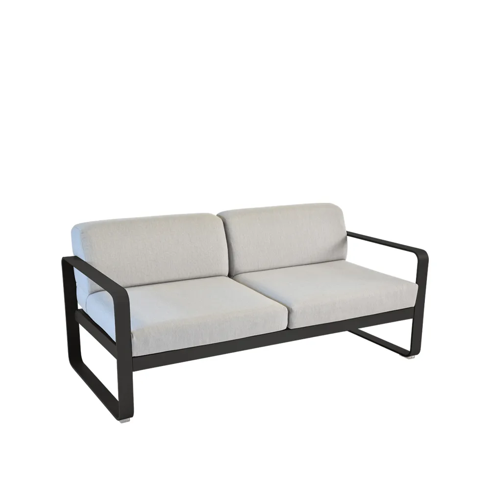 Bellevie 2-seters sofa, Liquorice (svart), flannel grey pute Fermob