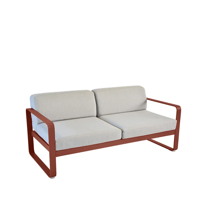Bellevie 2-seters sofa - Red ochre (rød), flanelGrey pute - Fermob
