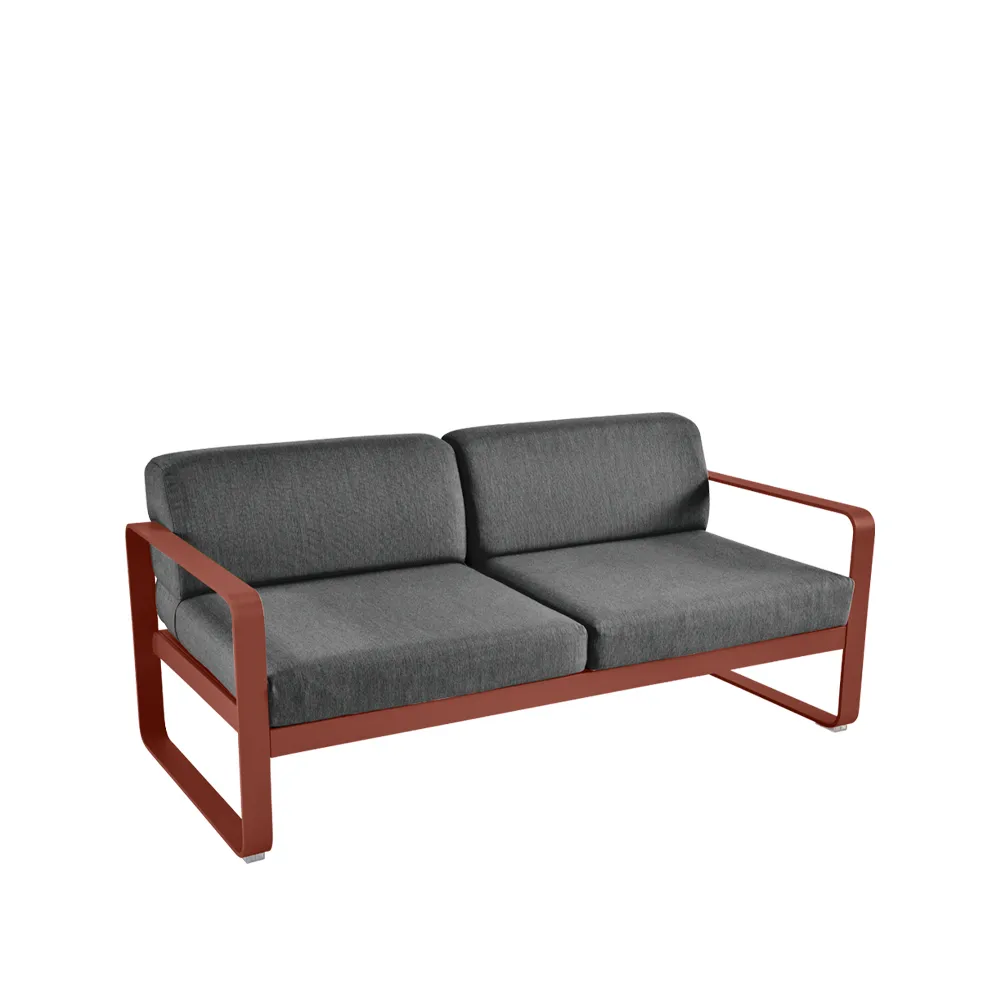 Bellevie 2-seters sofa, Red ochre (rød), graphite grey pute Fermob