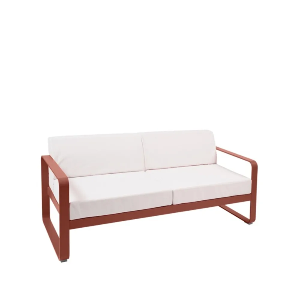 Bellevie 2-seters sofa, Red ochre (rød), off-white pute Fermob