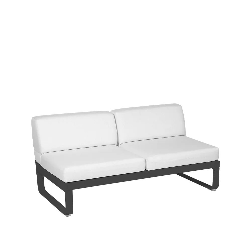 Bellevie Central modulsofa, 2-seters Anthracite (grå), off-white pute Fermob