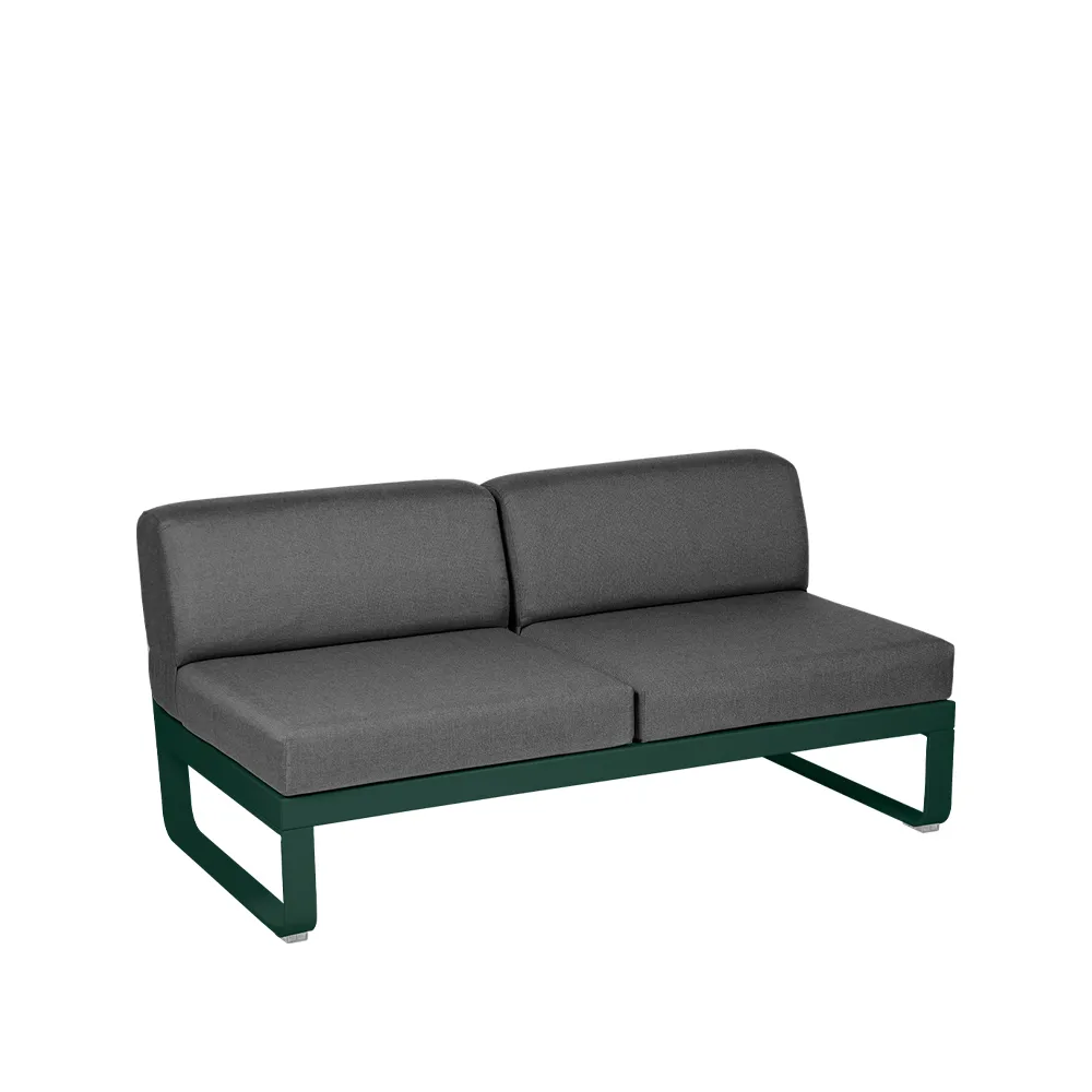 Bellevie Central modulsofa, 2-seters Cedar green (grønn), graphite grey pute Fermob