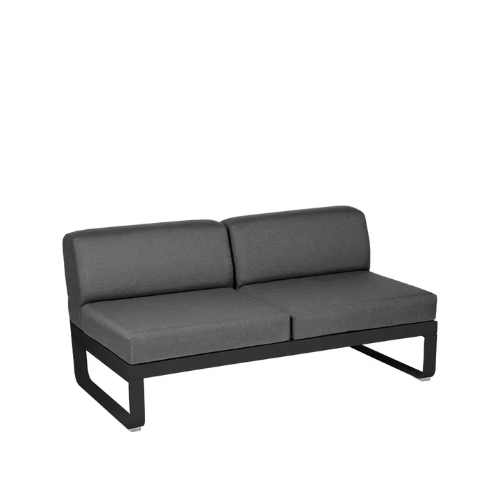 Bellevie Central modulsofa - 2-seters Liquorice (svart), graphite grey pute - Fermob