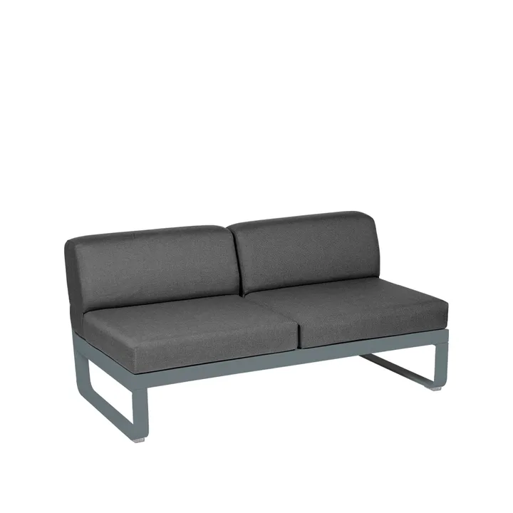 Bellevie Central modulsofa - 2-seters Storm grey (grå), graphite grey pute - Fermob