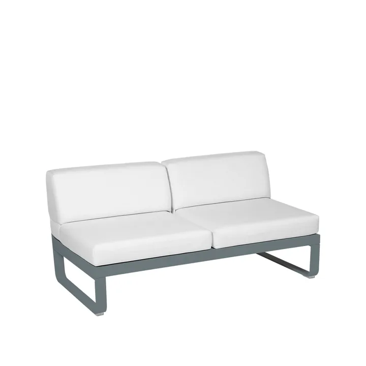 Bellevie Central modulsofa - 2-seters Storm grey (grå), off-white pute - Fermob