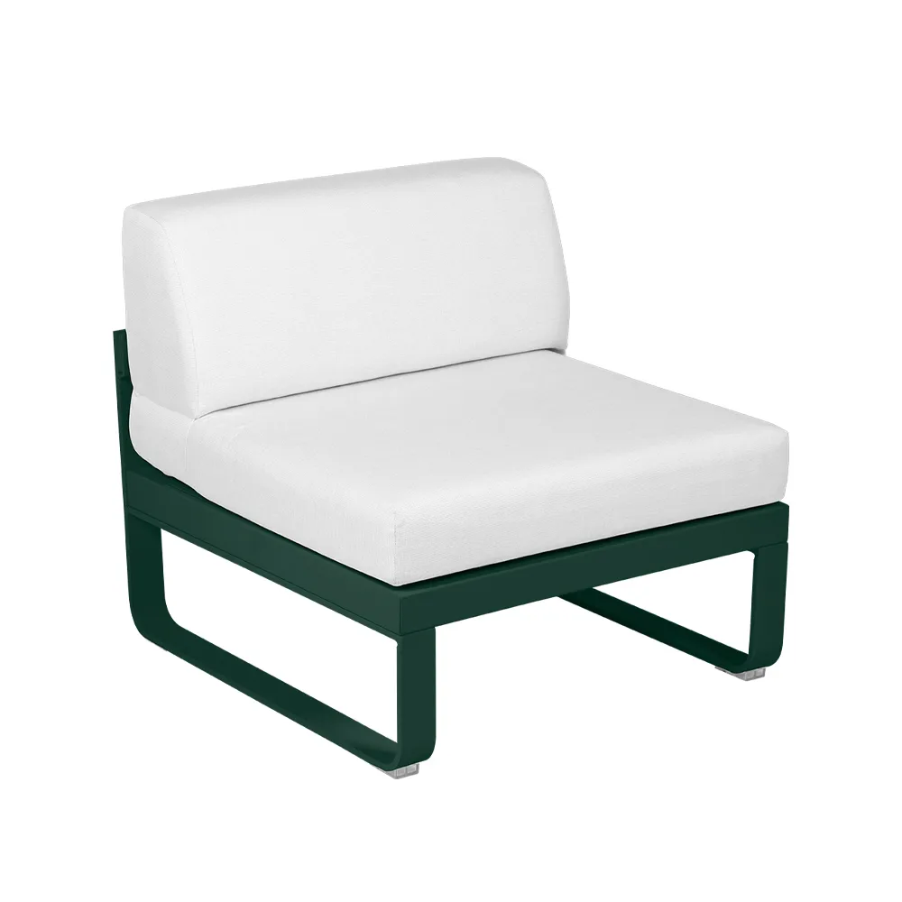 Bellevie Central modulsofa, Cedar green, off-white pute, 1-seter Fermob