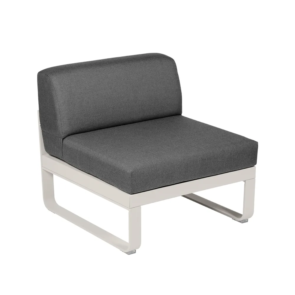 Bellevie Central modulsofa, Clay grey (grå), graphite grey pute, 1-seter Fermob