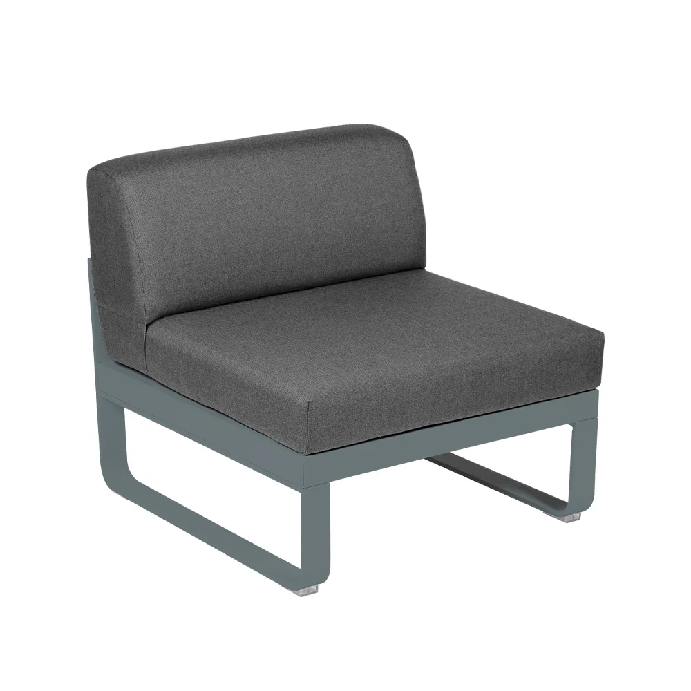 Bellevie Central modulsofa, Storm grey (grå), graphite grey pute, 1-seter Fermob