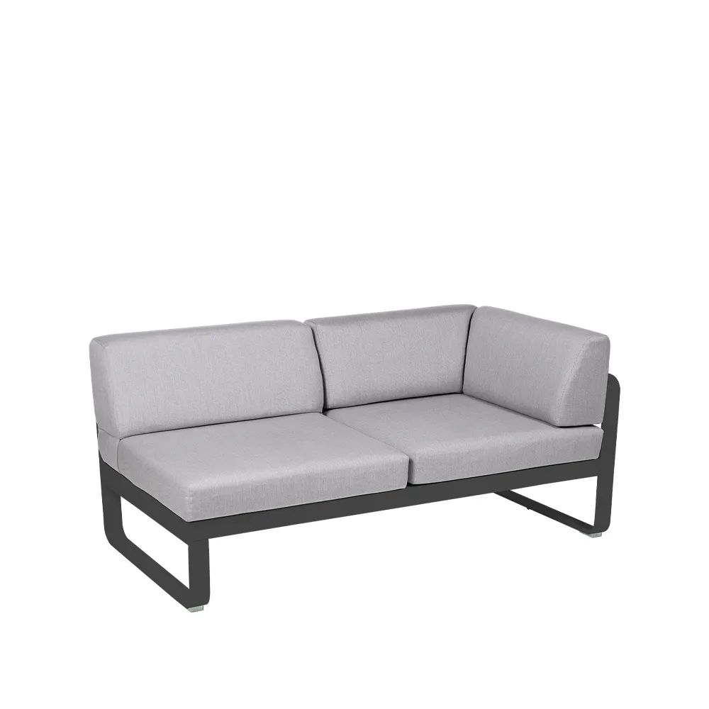 Bellevie Corner modulsofa, 2-seters Anthracite, flannel grey pute, høyre Fermob