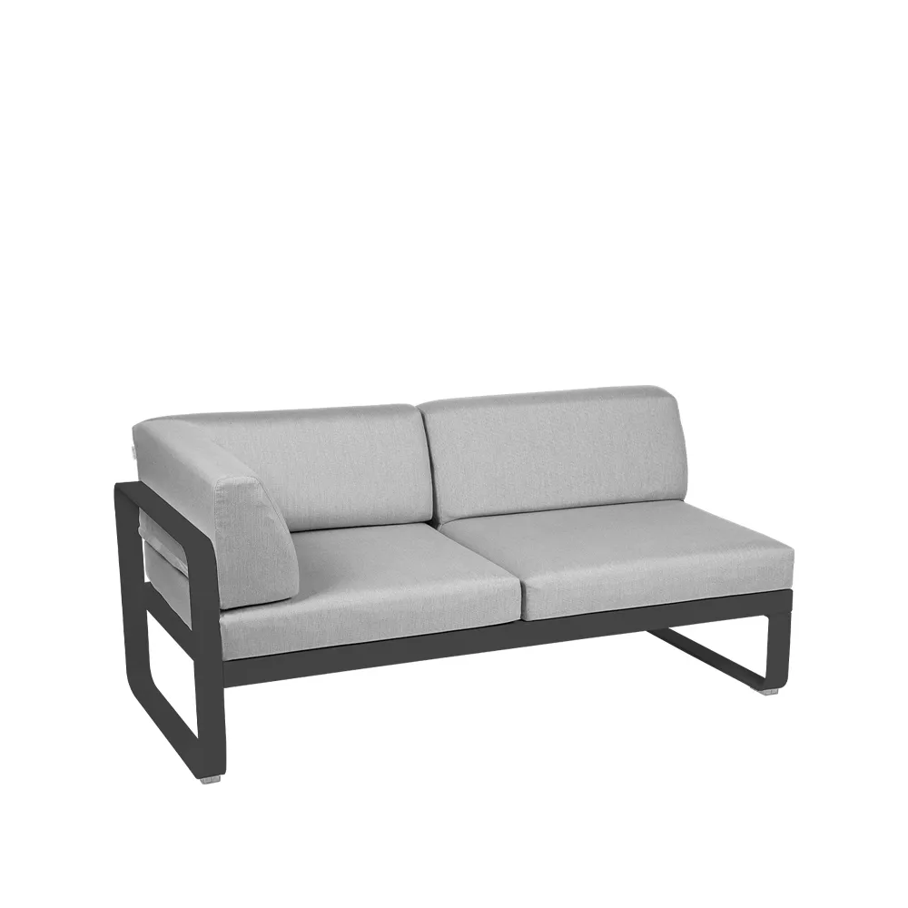 Bellevie Corner modulsofa, 2-seters Anthracite, flannel grey pute, venstre Fermob