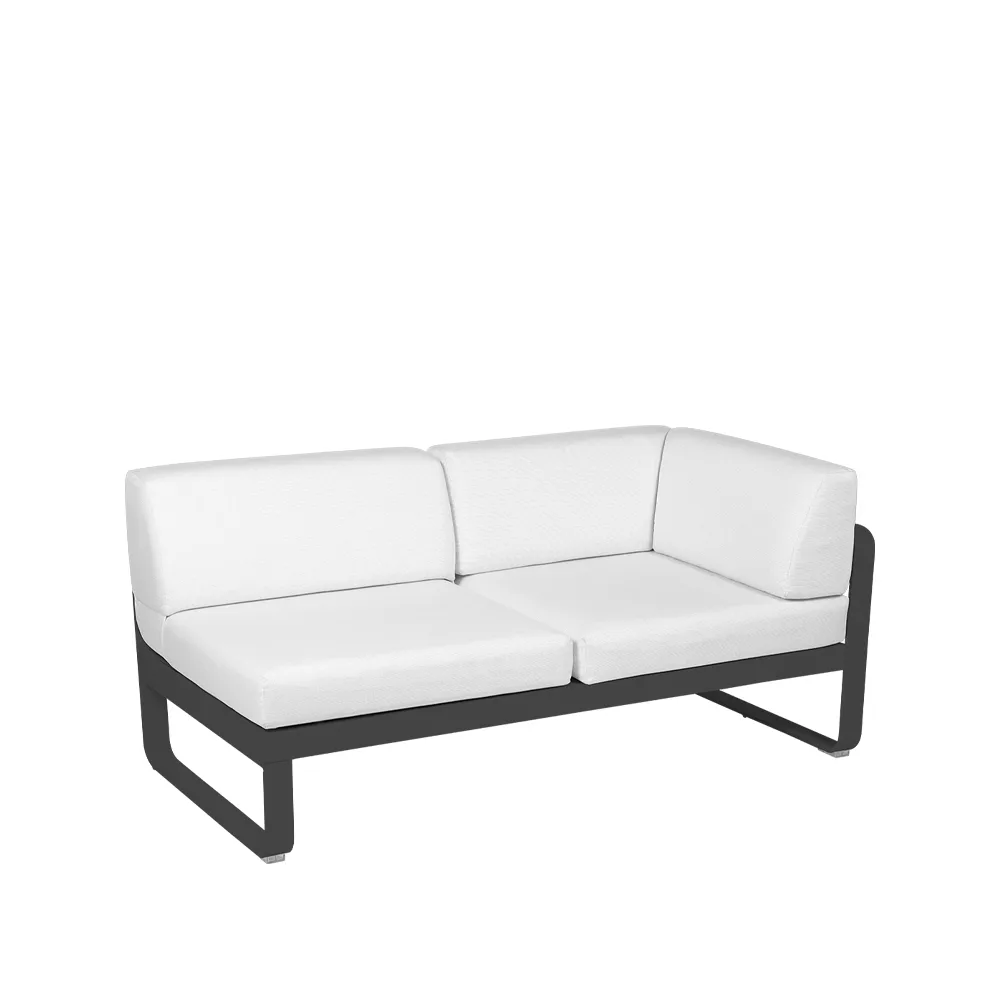 Bellevie Corner modulsofa, 2-seters Anthracite (grå), off-white pute, høyre Fermob