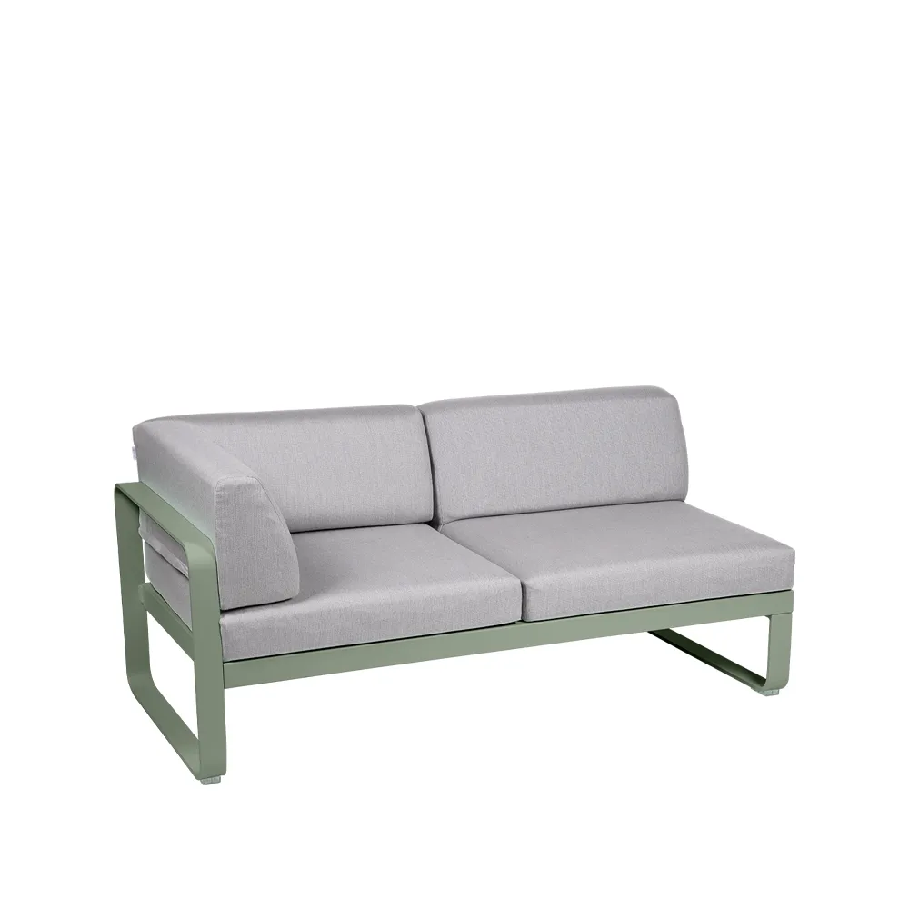 Bellevie Corner modulsofa, 2-seters Cactus (grønn), flannel grey pute, venstre Fermob