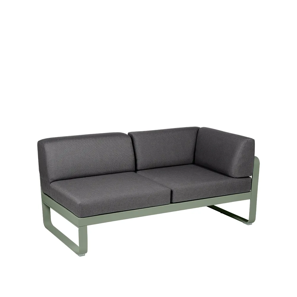 Bellevie Corner modulsofa, 2-seters Cactus (grønn), graphite grey pute, høyre Fermob
