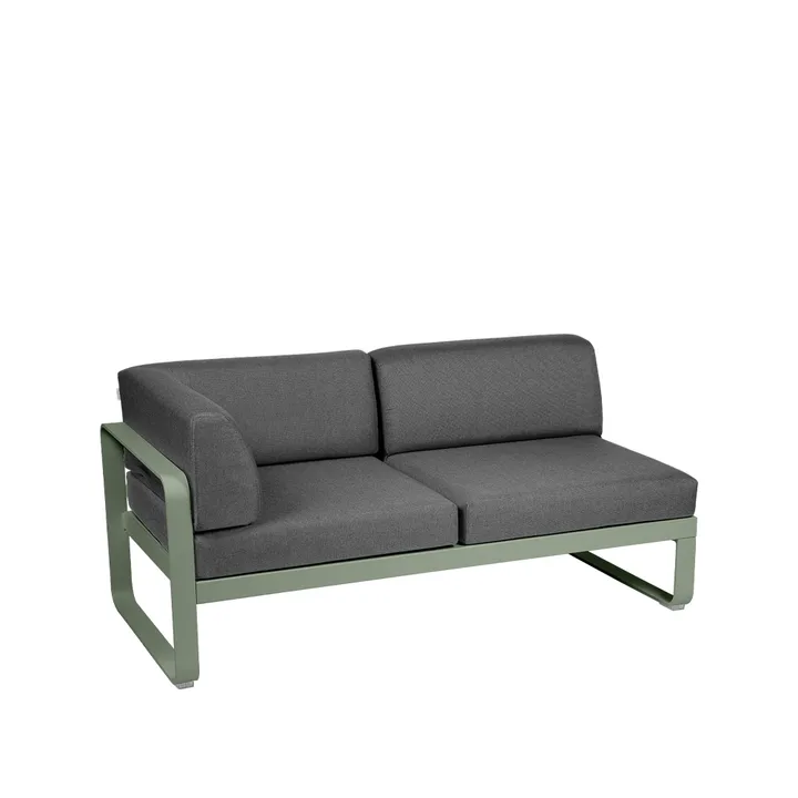 Bellevie Corner modulsofa - 2-seters Cactus (grønn), graphite grey pute, venstre - Fermob