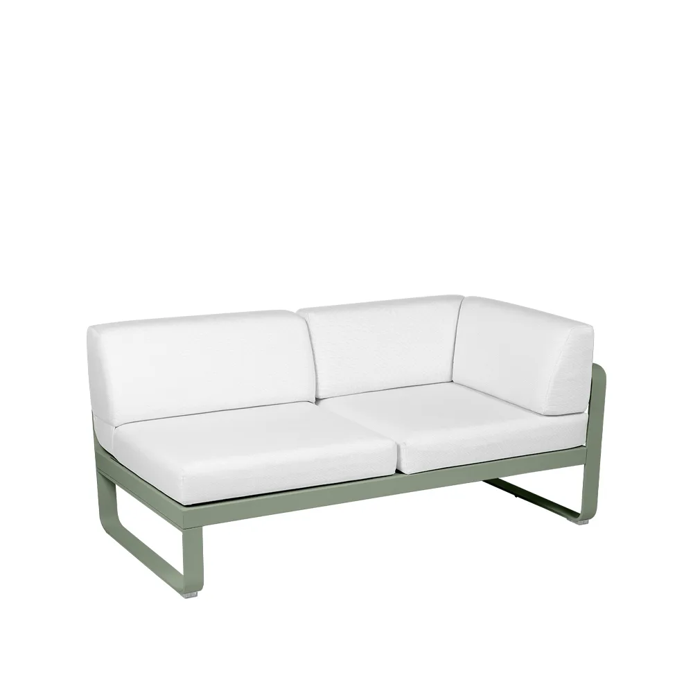 Bellevie Corner modulsofa, 2-seters Cactus (grønn), off-white pute, høyre Fermob