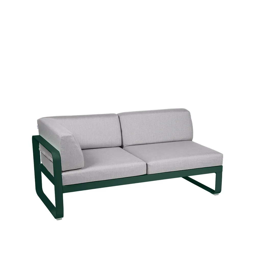 Bellevie Corner modulsofa, 2-seters Cedar green-flannel grey pute-venstre Fermob