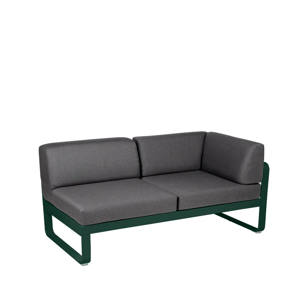 Bellevie Corner modulsofa, 2-seters Cedar green (grønn), graphite grey pute, høyre Fermob