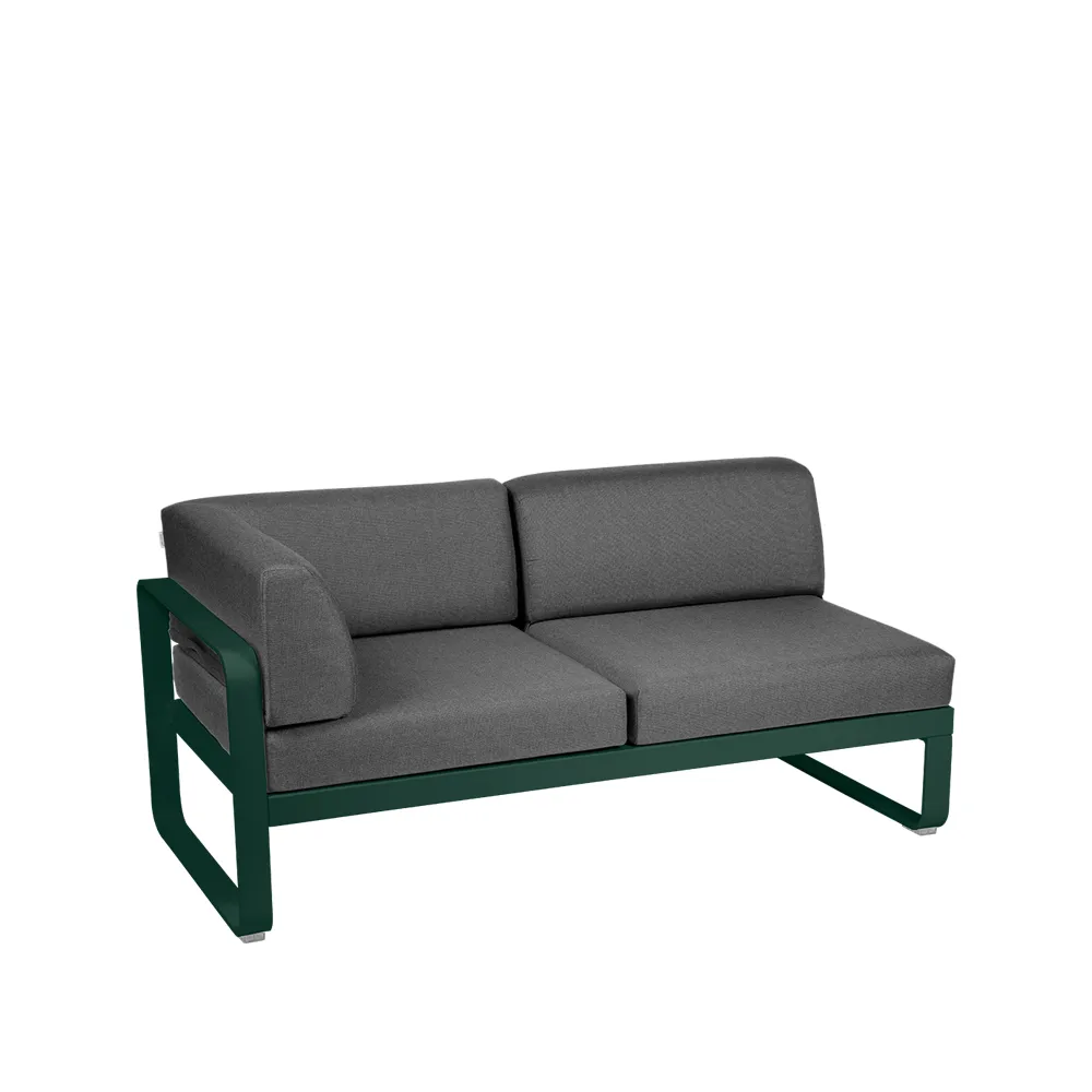 Bellevie Corner modulsofa, 2-seters Cedar green (grønn)-graphite grey pute-venstre Fermob