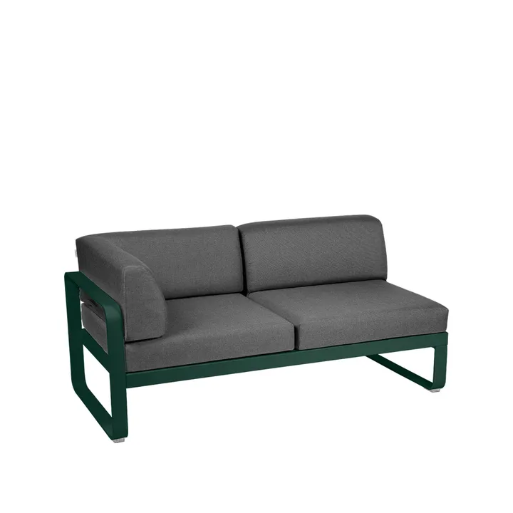 Bellevie Corner modulsofa - 2-seters Cedar green (grønn)-graphite grey pute-venstre - Fermob