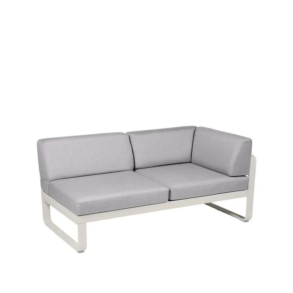 Bellevie Corner modulsofa, 2-seters Clay grey (grå), flannel grey pute, høyre Fermob