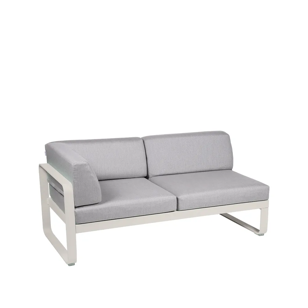 Bellevie Corner modulsofa, 2-seters Clay grey (grå), flannel grey pute, venstre Fermob
