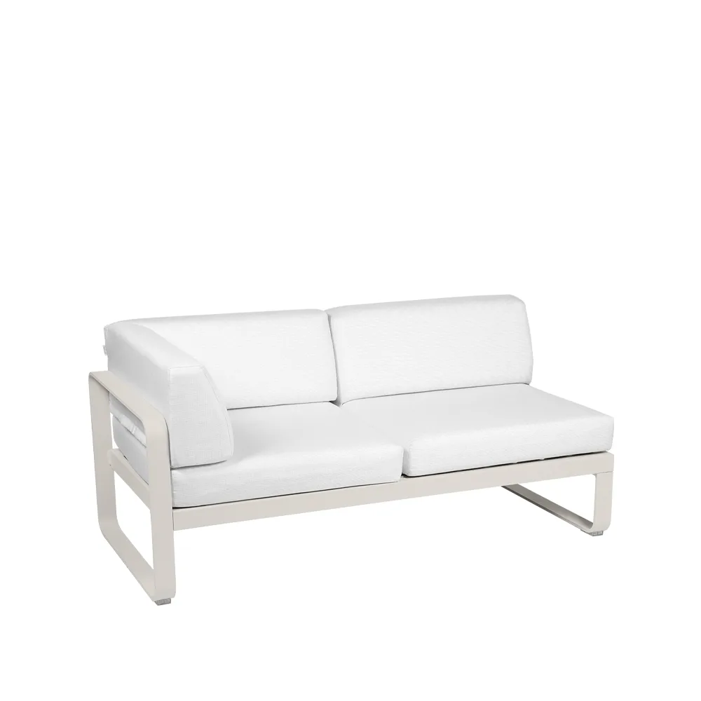 Bellevie Corner modulsofa, 2-seters Clay grey (grå), off-white pute, venstre Fermob