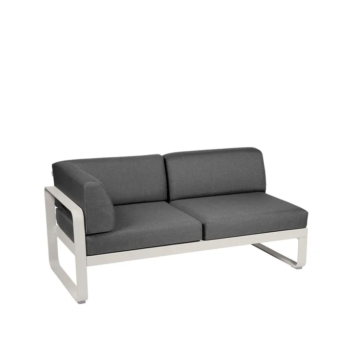 Bellevie Corner modulsofa - 2-seters Clay grey, graphite grey pute, venstre - Fermob