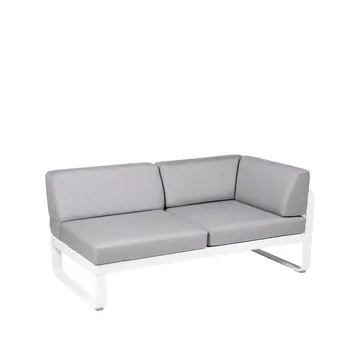 Bellevie Corner modulsofa - 2-seters Cotton white, flannel grey pute, høyre - Fermob