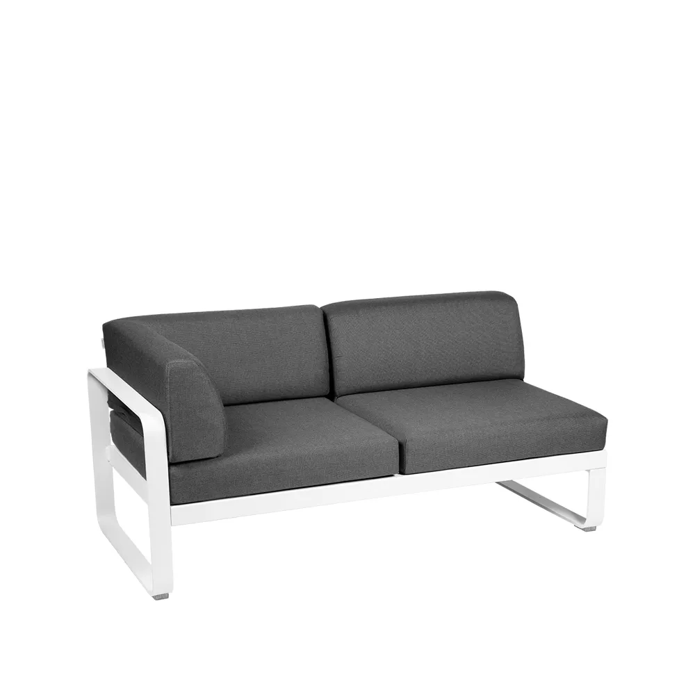 Bellevie Corner modulsofa, 2-seters cotton white-graphite grey pute-venstre Fermob