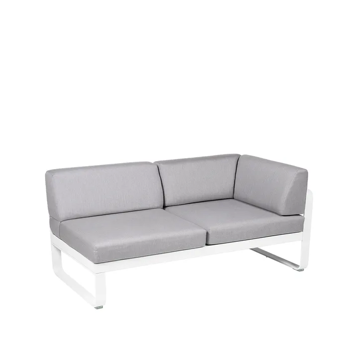 Bellevie Corner modulsofa - 2-seters Cotton white (hvit), flannel grey pute, høyre - Fermob