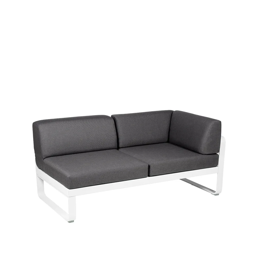 Bellevie Corner modulsofa, 2-seters Cotton white (hvit)-graphite grey pute-høyre Fermob
