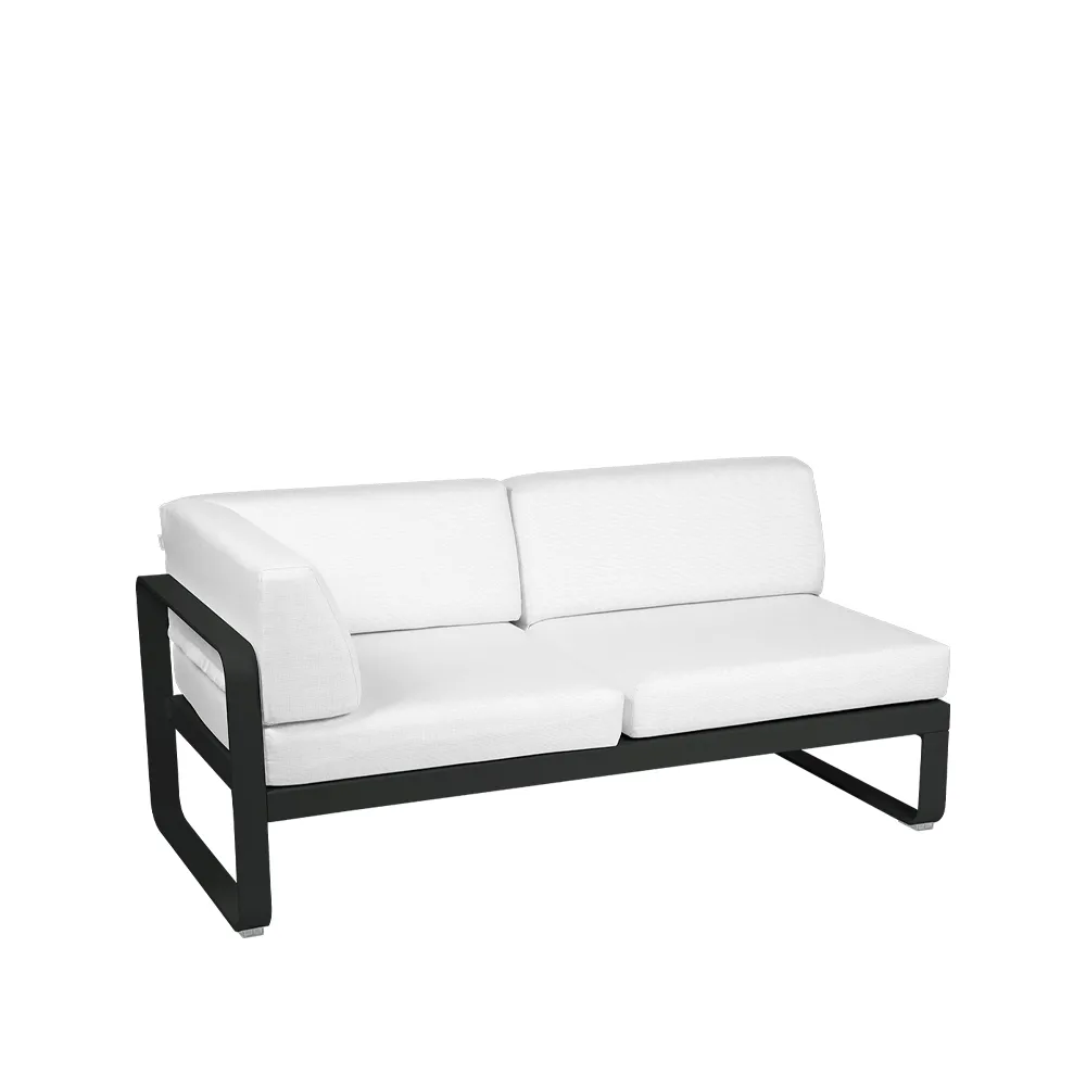 Bellevie Corner modulsofa, 2-seters liquorice, off-white pute, venstre Fermob