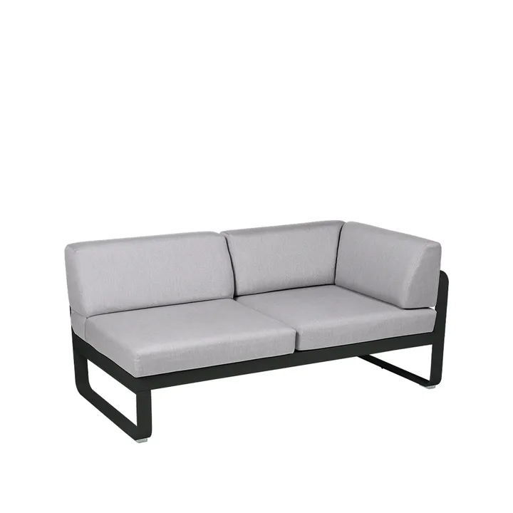 Bellevie Corner modulsofa - 2-seters Liquorice (svart), flannel grey pute, høyre - Fermob
