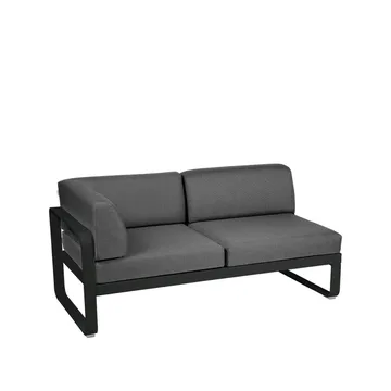 Bellevie Corner modulsofa - 2-seters Liquorice (svart), graphite grey pute, venstre - Fermob