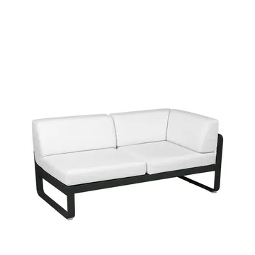 Bellevie Corner modulsofa - 2-seters Liquorice (svart), off-white pute, høyre - Fermob