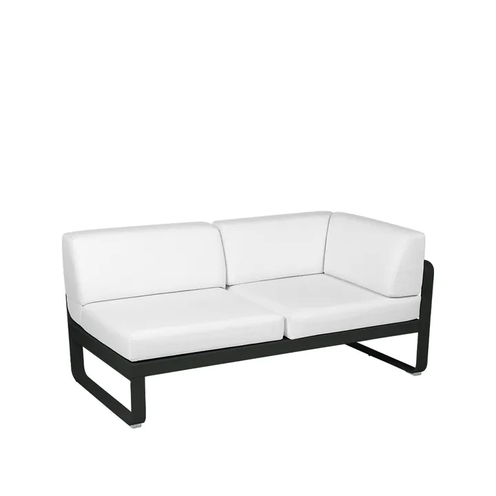 Bellevie Corner modulsofa - 2-seters Liquorice (svart), off-white pute, høyre - Fermob