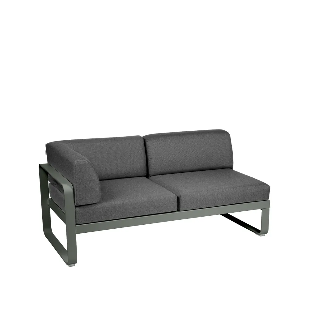 Bellevie Corner modulsofa, 2-seters Rosemary, graphite grey pute, venstre Fermob