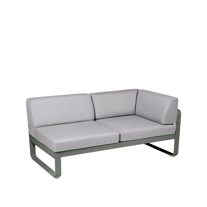 Bellevie Corner modulsofa - 2-seters Rosemary (grønn), flannel grey pute, høyre - Fermob