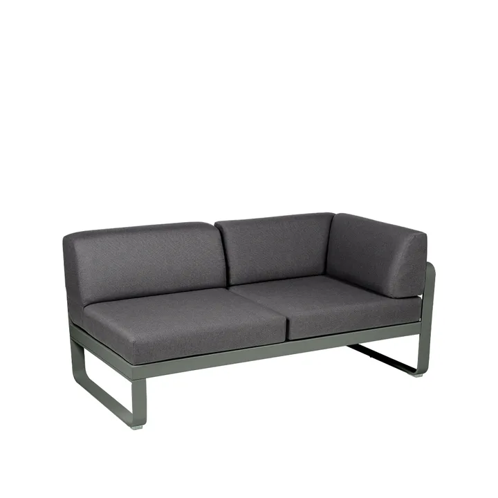 Bellevie Corner modulsofa - 2-seters Rosemary (grønn), graphite grey pute, høyre - Fermob