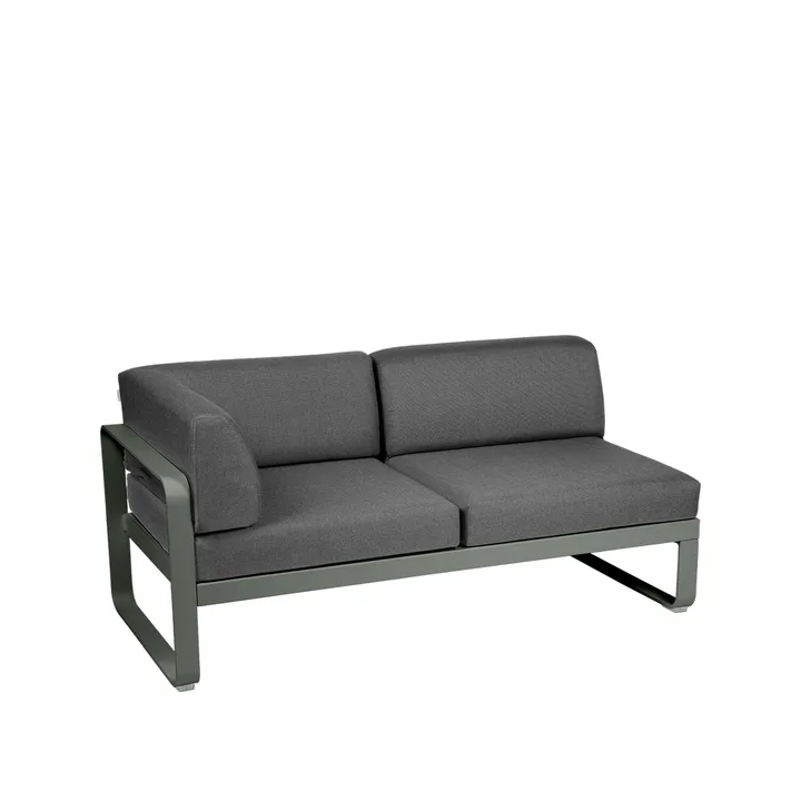 Bellevie Corner modulsofa - 2-seters Rosemary (grønn), graphite grey pute, venstre - Fermob