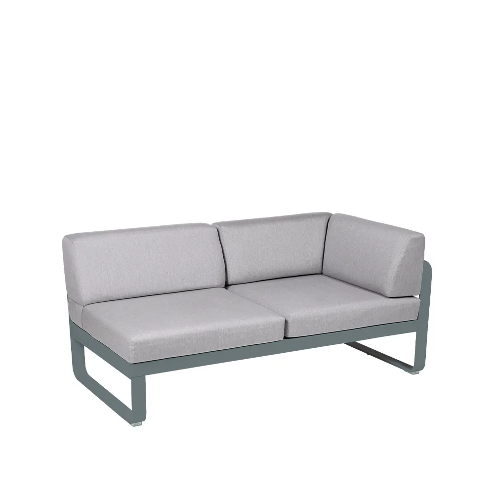 Bellevie Corner modulsofa, 2-seters storm grey, flannel grey pute, høyre Fermob