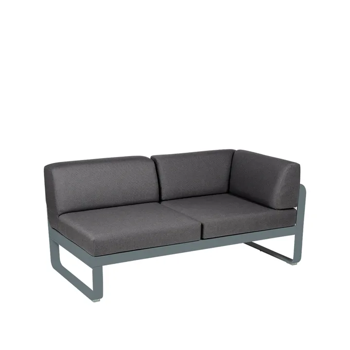 Bellevie Corner modulsofa - 2-seters Storm grey (grå), graphite grey pute, høyre - Fermob