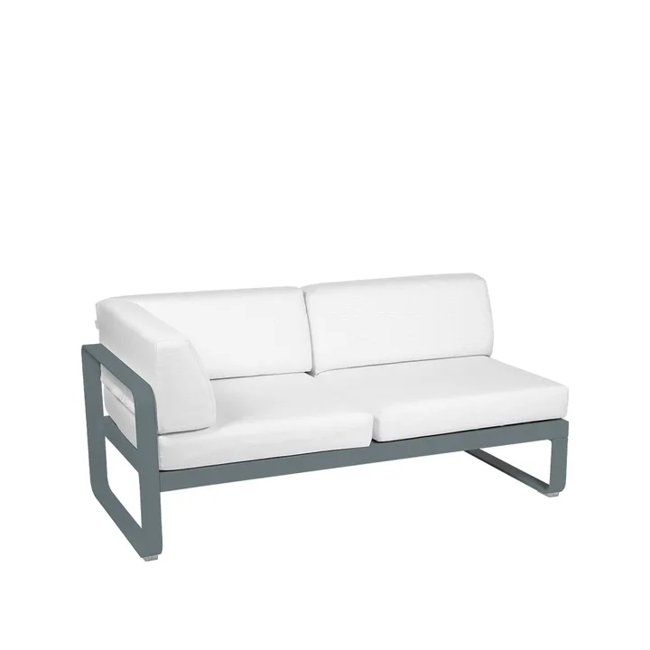 Bellevie Corner modulsofa - 2-seters Storm grey (grå), off-white pute, venstre - Fermob