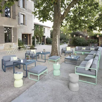 Bellevie Corner modulsofa - 2-seters storm grey-graphite grey pute-venstre - Fermob