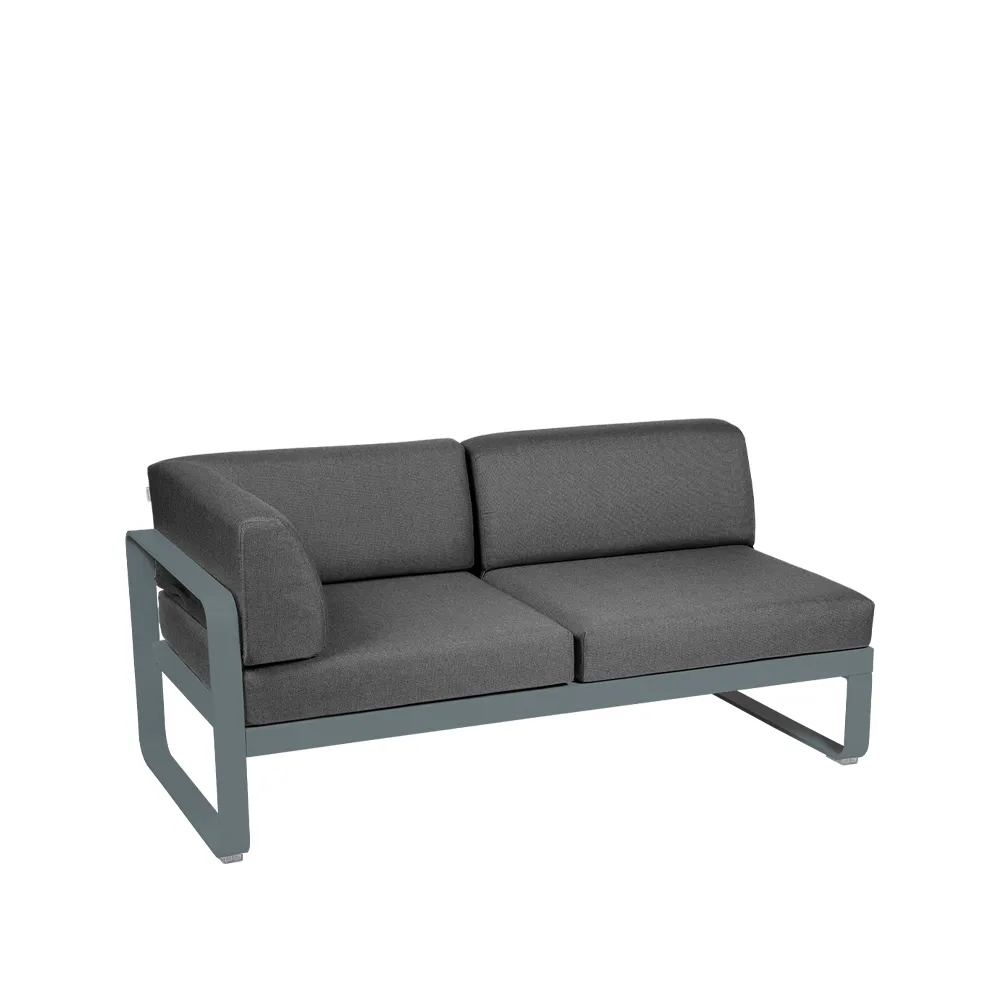 Bellevie Corner modulsofa, 2-seters storm grey-graphite grey pute-venstre Fermob
